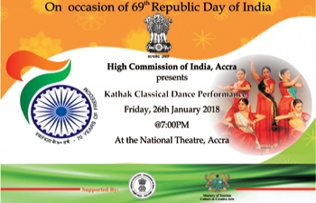 High Commission of India is organising - Kathak Classical Dance Performance at the National Theatre, Accra. 