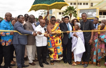 Official launch of the Volta Trade Investment and Cultural Fair 2019 organized by the Volta/OTI Regional Coordinating Councils. The event was inaugurated by Honâ€™ble Regional Minister and Chairman of Planning Commission of Ghana Dr. Archibald Yao Letsa and H.E. Birender Singh, High Commissioner of India at Ho Technical University on 11th April, 2019. High Commissioner of India presented a set of books to Ho Technical University.