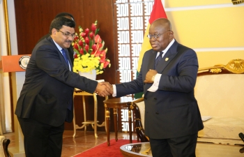 High Commissioner Shri Birender Singh Yadav paid farewell calls on H.E. Nana Akufo-Addo, President of the Republic of Ghana; H.E. Dr. Mahmadu Bawumai, Vice President; Honâ€™ble Speaker Rt. Hon. Prof. Aaron Mike Oquaye and Honâ€™ble Ms. Shirley Ayorkor Botchwey, Foreign Minister of the Republic of Ghana