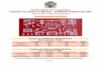 Announcement of Prizes for Global Art Competition "UNITED AGAINST CORONA - EXPRESS THROUGH ART" launched by ICCR on 1st April, 2020.