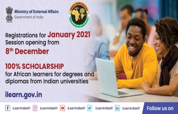 Commencement of enrolment in Graduate, Diploma and Certificate Programmes for students of Africa from 8th December 2020 under e-VidyaBharti and e-ArogyaBharti (e-VBAB) Project'.