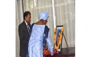 Former Chief Justice of Ghana Sophia Akuffo and High Commissioner paid tributes to Dr BR Ambedkar