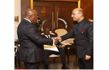 High Commissioner Manish Gupta presents his credentials to President of Ghana